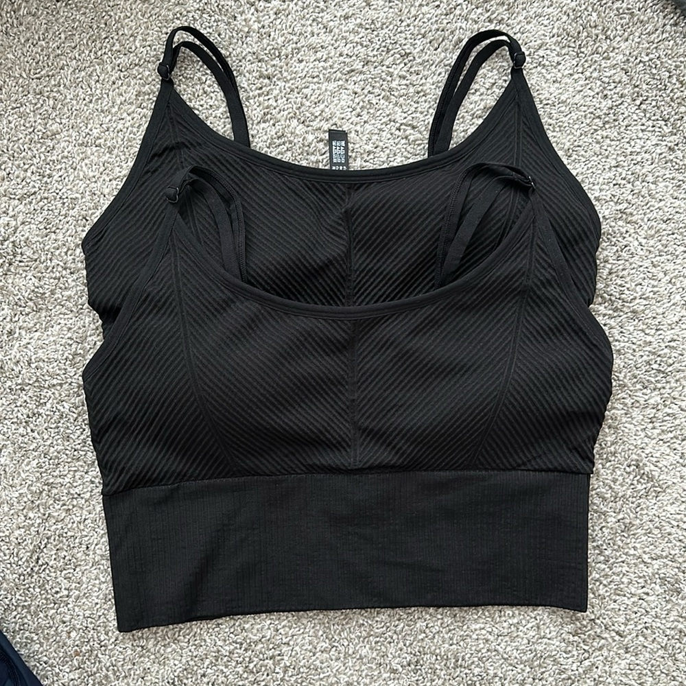 NWT - Pink - Ribbed Sports Bras SET OF 2 - L-DD